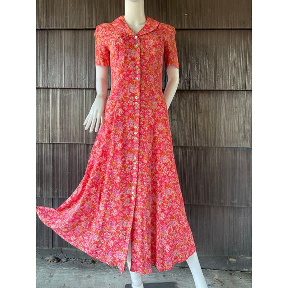 🔥Vintage Dressbarn Floral Whimsy Cottagecore Coastal Flowy Feminine Maxi Dress - Picture 1 of 16